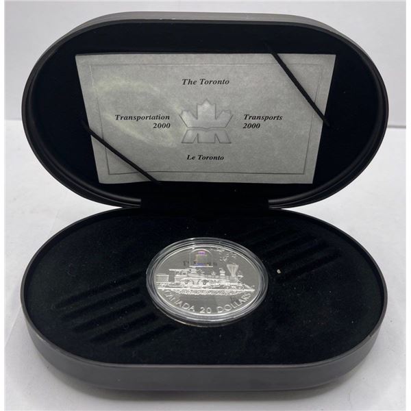2000 CANADA $20 TRANSPORTATION TRAIN - THE TORONTO STERLING SILVER