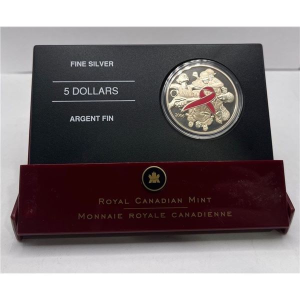2006 Canadian Fine Silver 5 Dollar "Pink Ribbon"