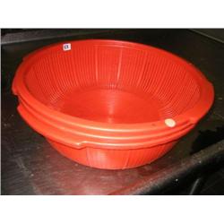 4 red plastic fish baskets