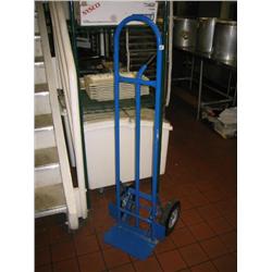 1 blue hand truck with extra