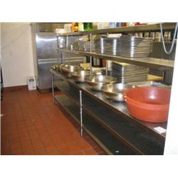 Stainless Table, 2 Sinks, Shelves