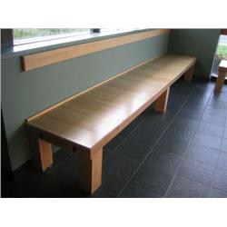 Backless oak waiting bench