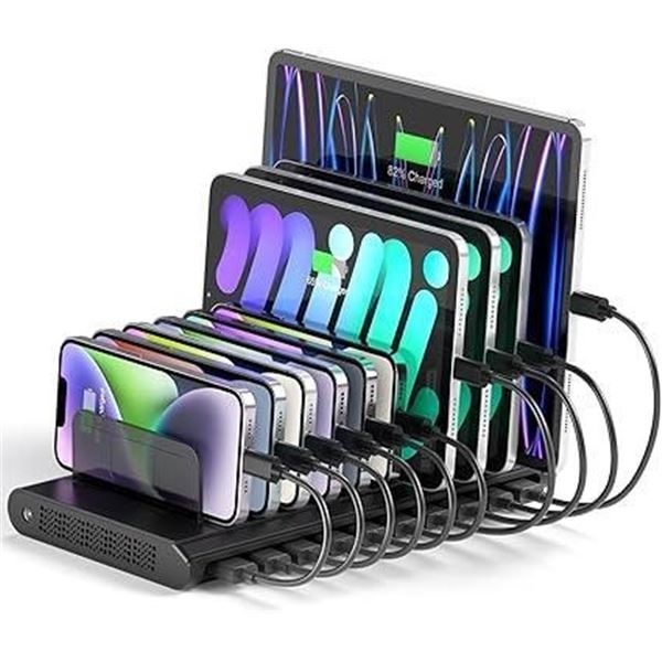 Unitek Multi USB Charging Station - 10 Ports Fast iPad Charging Dock with Type-C & 2 QC 3.0 Port, Ch