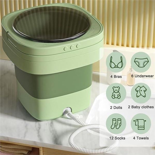 Portable Washing Machine, Mini Compact LED Display Clothes Washer 6L 3 in 1,Washer Spin Dryer with D