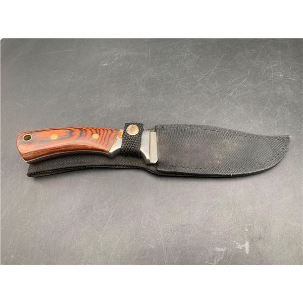 Steel Blade Knife with wooden Handle and Canvas Sheath
