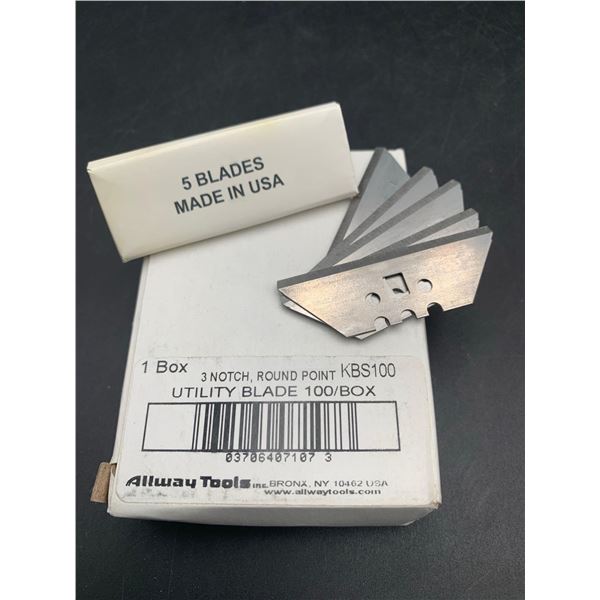 3 Notch Round Point Utility Blades (100/box)