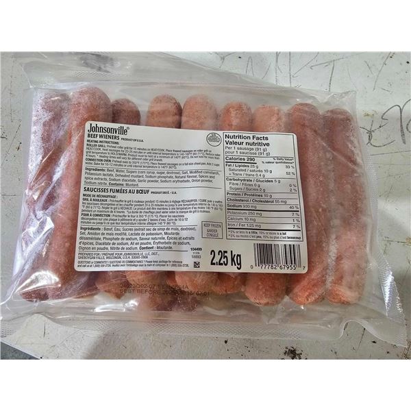 ***FROZEN*** Johnsonville Beef Jumbo Wieners 2.25Kg