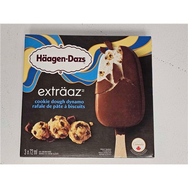 ***FROZEN*** Haagen Dazs Exrraaz Cookie Dough Dynamo Ice Cream Bars 3x27ml