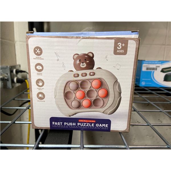 Creative whack-a-mole push button puzzle game