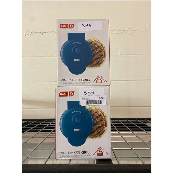 Lot of 2 Dash mini maker grill, indoor non stick grill