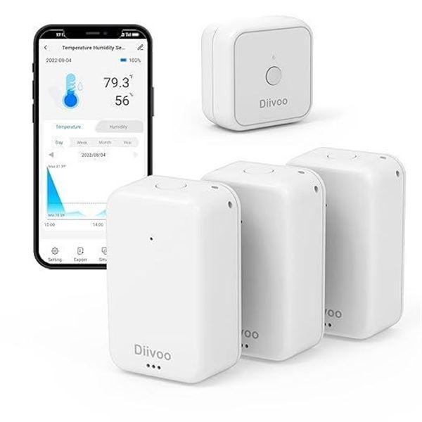 Diivoo WiFi Temperature Sensor 3 Pack, Diivoo Smart Temperature Sensor Compatible with Alexa, Wirele