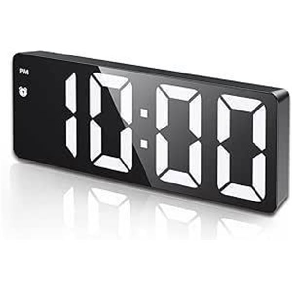 Digital Alarm Clock, LED Clock for Bedroom, Electronic Desktop Clock with Temperature Display, Adjus