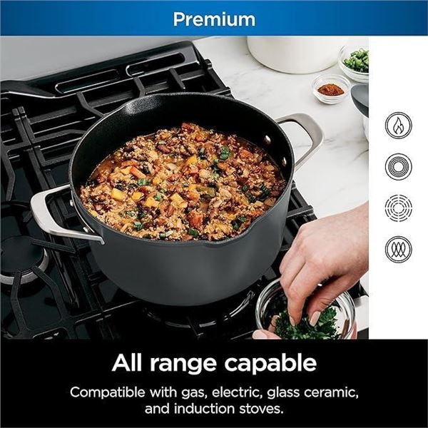 Ninja CW202GY Foodi NeverStick PossiblePot, with 7-Quart Capacity Pot, Roasting Rack, Glass Lid