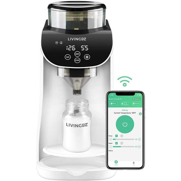 LivingEZ Smart Formula Mixer Pro- App Controled WiFi Baby Formula Dispenser Machine- Automatic Baby 