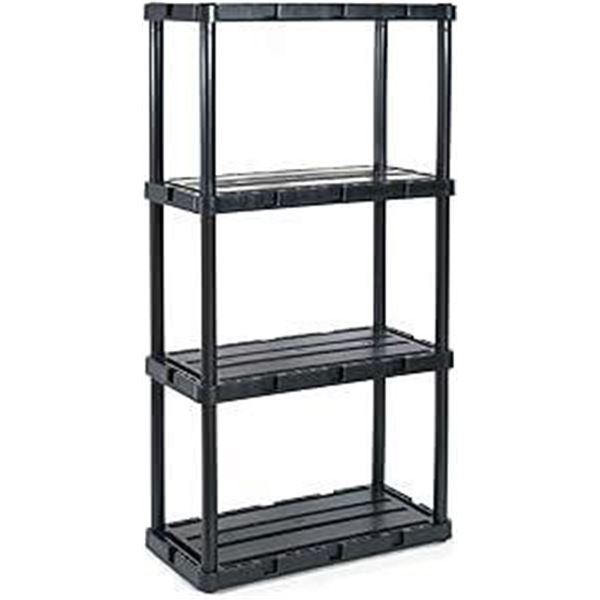 4 Shelf Knect-A-Shelf Solid Light Duty Storage Unit Organizer System for Home, Garage, Basement, and