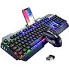 Image 1 : Wireless Gaming Keyboard and Mouse, Rechargeable, Rainbow Backlit with 3800mAh Battery Metal Panel,M