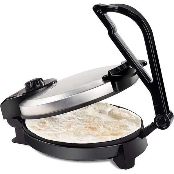 CucinaPro Electric Tortilla Maker - 10" Pitas, Chapati, Roti, Flatbread, Non-Stick Cooking Plates wi