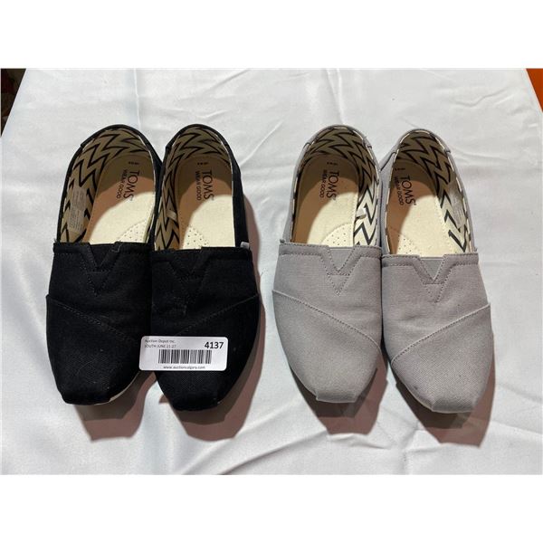 Lot of 2 Toms Shoes Grey & Black Size 8 Ladies