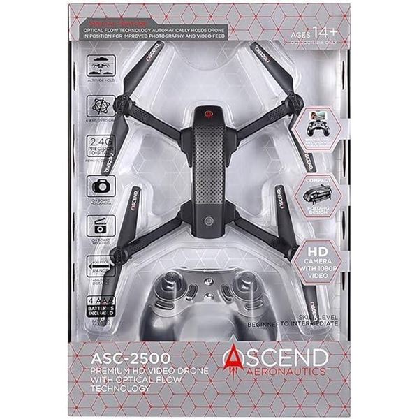 ASCEND AERONAUTICS ASC 2500 Drone Premium HD 1080p Video with 2.4Gh Precision Digital Gyro 6 Axis Al