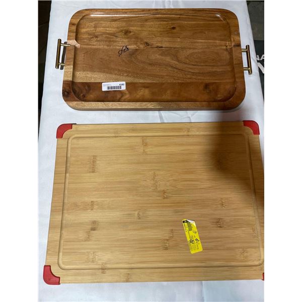 Lot of 2 Wooden Cutting Board and Serving Platter