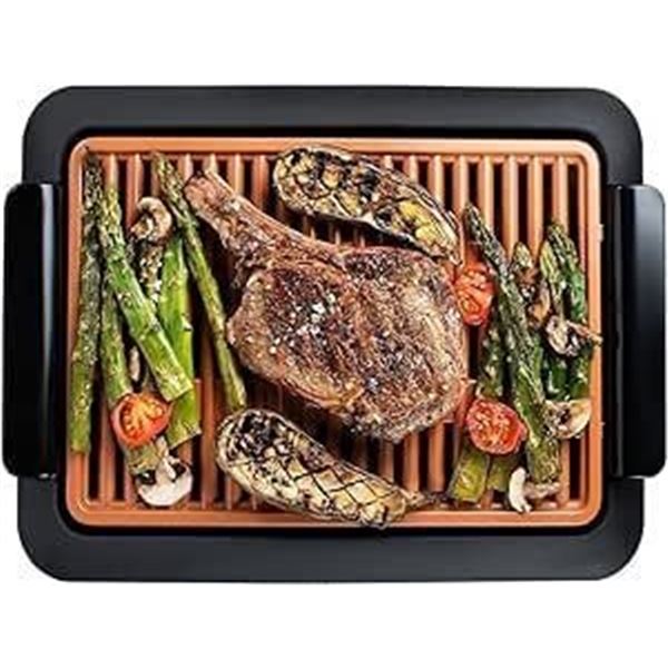 Gotham Steel Smokeless Indoor Grill, Nonstick Indoor Smokeless Grill with Ceramic Coating & Adjustab