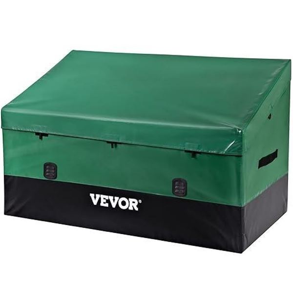 VEVOR Outdoor Storage Box, Waterproof PE Tarpaulin Deck Box w/Galvanized Frame, All-Weather Protecti