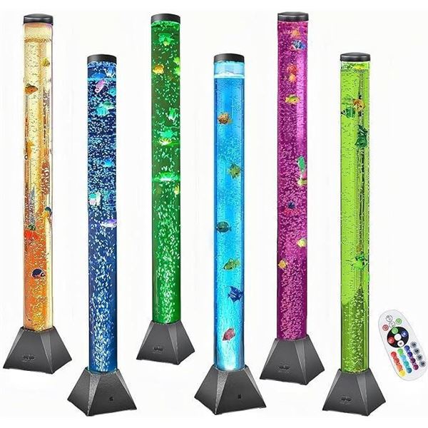 Sensory LED Bubble Tube 4FT with 10 Fish, 20 Color Remote and Tall Water Tower Tank LED Night Light 