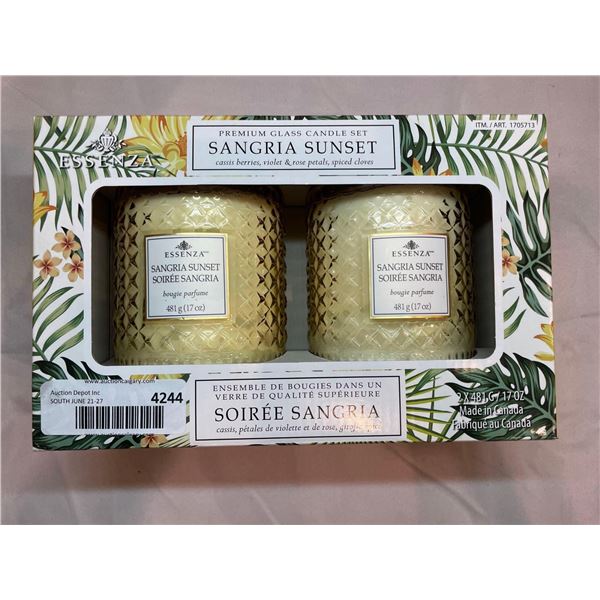 Premium Glass Candle Sangria Sunset 2 Pack