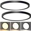 Image 1 : CycevSun 15.8 Inch LED Ceiling Light 24W Dimmable 3 Colors in 1 Black 2 Pack