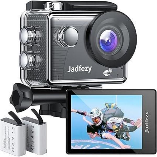 Jadfezy WiFi Action Camera Ultra HD 1080P, 12MP Sports Camera Wide-Angle 2" LCD Screen, 30m/98ft Und