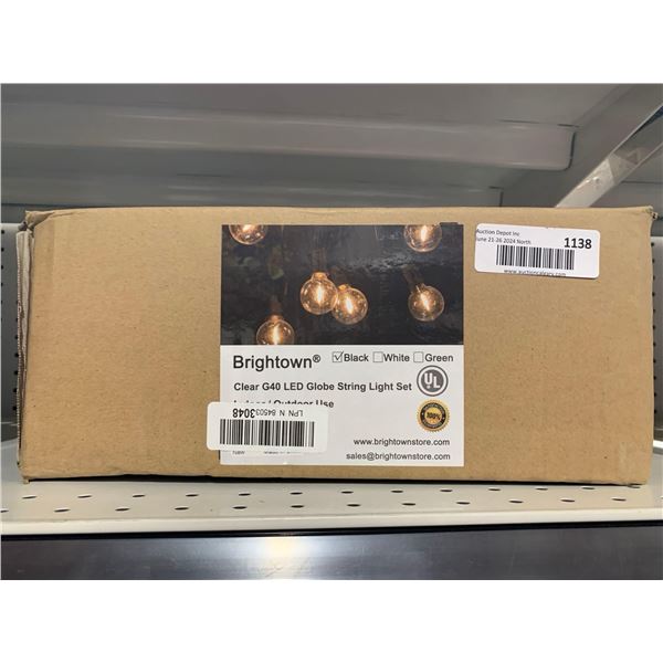 Brightown Clear G40 LED Globe String Light Set Black