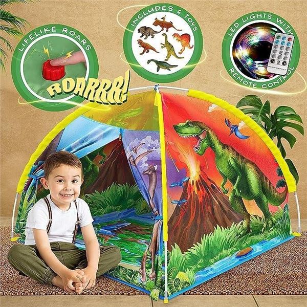 Dino Super Dome with Roar Button, Dinosaur Toys and LED Lights - Epic Dinosaur Tent for Kids Aged 3-
