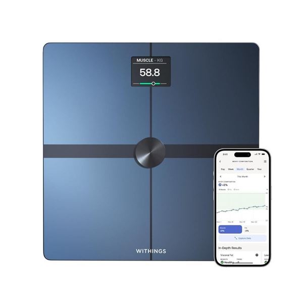 WITHINGS Body Smart - Digital Smart Scale for Body Weight, Weight Scale for Visceral Fat, Mucle & Fa