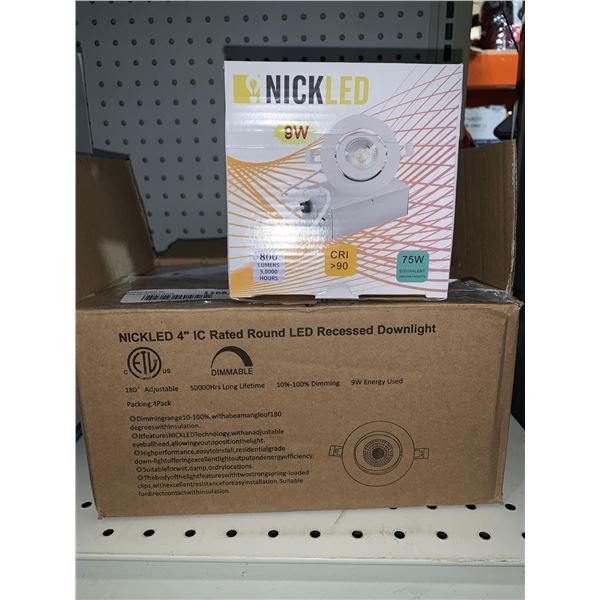 Nick LED 9W Nickled 4" IC Rated Round LED Recessed Downlight Pack of 4