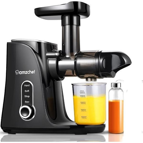 AMZCHEF Slow Juicer Machine - Cold Press Juicer with Two Speed Modes and LED Display - Masticating J