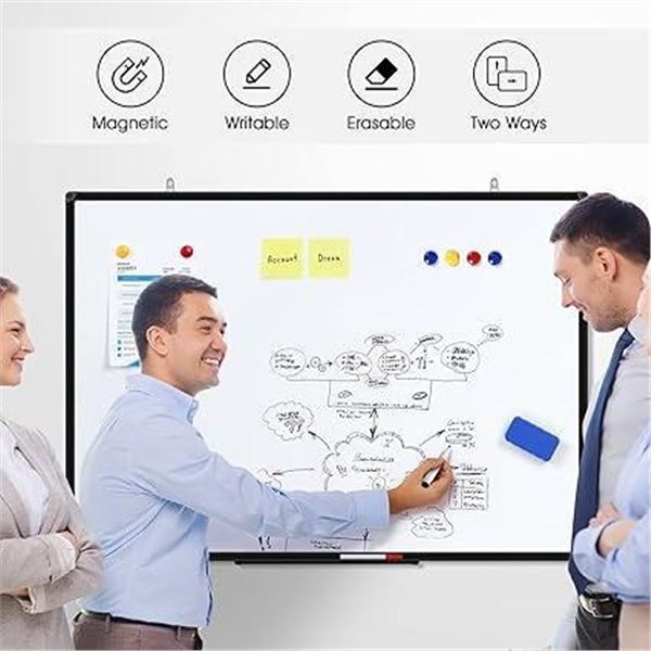 Magnetic Dry Erase White Board for Wall - 48 x 36 inch Wall Mounted Magnetic Whiteboard Large - Idea