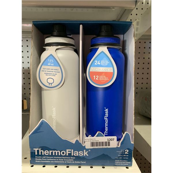 ThermoFlask 2 Pack Double Wall Vacuum Insulated Stainless Steel Bottles