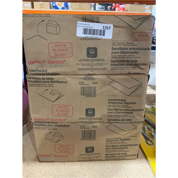 Gordon Choice Interfold Dispenser Napkins 1 Ply  13"x8.5" White Lot of 3 Packs