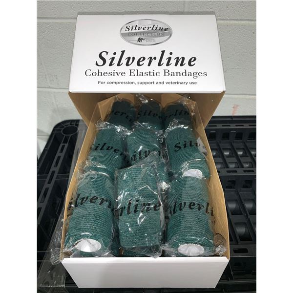 Silverline Cohesive Elastic Bandages 10cm x 4.5m Hunter Green 18pk