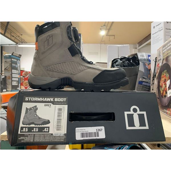ICon Stormhawk Riding Boot Grey Mens Size 9.5