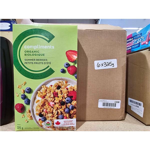 Compliments Organic Summer Berries Grnola Cereal 6x325g