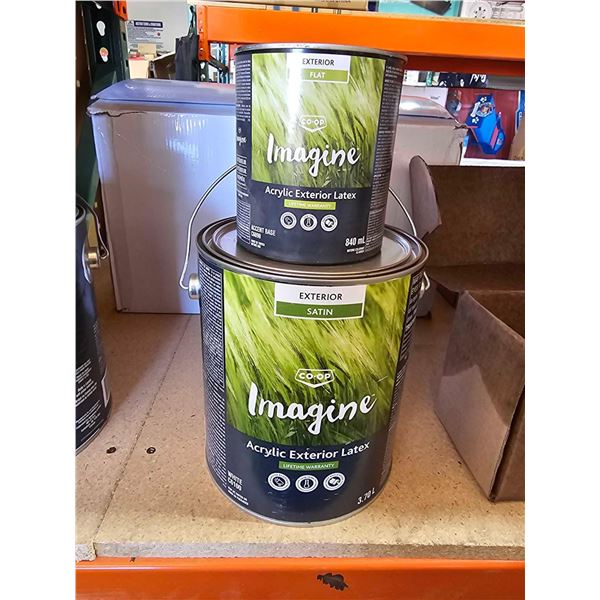 Co-op Imagine Exterior Satin Paint 3.70L & Co0op Imagine Exterior Flat Paint 840ml