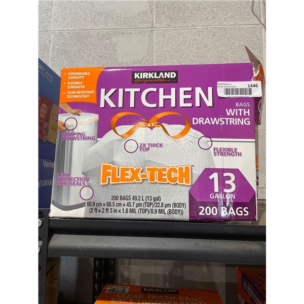 Kirkland Signature Kitchen Flex Tech 13 Gallon Garbage Bags, 200 Bags