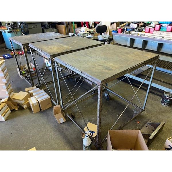 Lot of (3) Rolling Shop Tables
