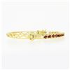 Image 5 : Vintage Victorian Revival 14k Gold 2 ctw Ruby Engraved Side Hinged Bangle Bracel