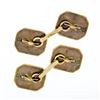 Image 4 : Art Deco 14k Yellow Gold Grooved Dual Rectangular Panel Cuff Links