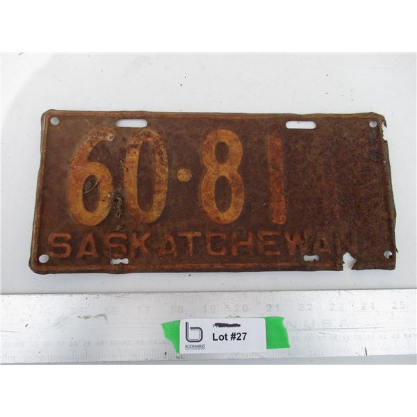 Saskatchewan Licence Plate - 1931