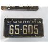 Image 3 : Pair of Saskatchewan Licence Plates - 1962