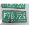 Image 3 : Pair of Saskatchewan Licence Plates - 1965