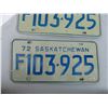 Image 3 : Pair of Saskatchewan Licence Plates - 1972